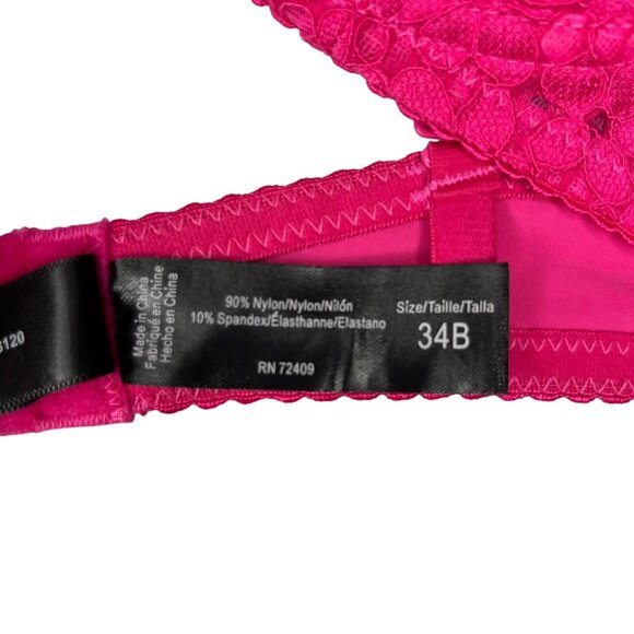 Fredericks of Hollywood Bra Size 34B Pink Lace Underwire - Picture 8 of 8